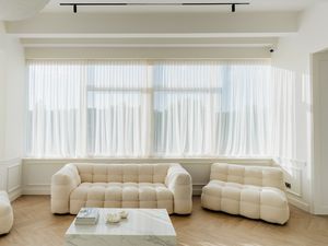 Set of upholstered furniture and coffee table